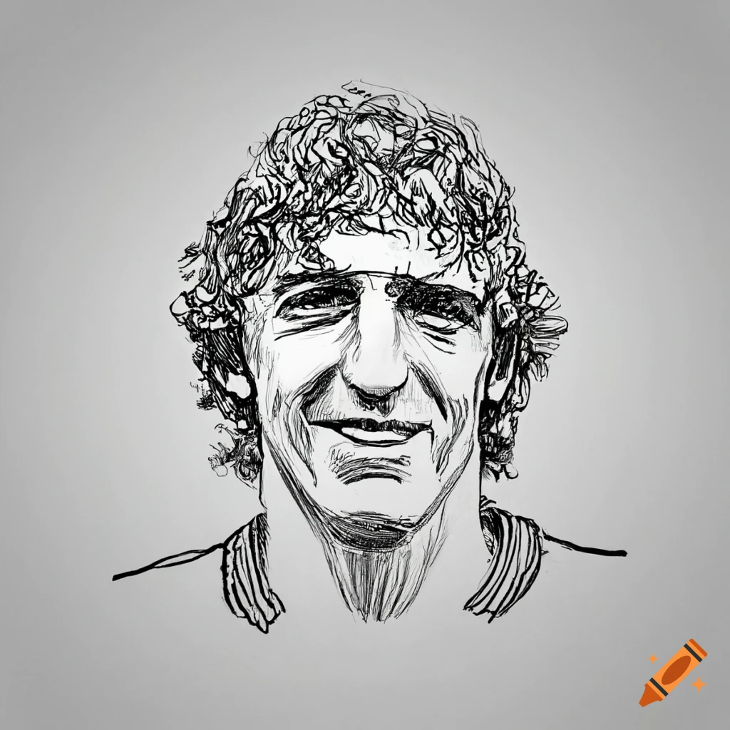 portrait of Paolo Rossi, SKETCH LINE art, Italian soccer player in 1982 World Cup
