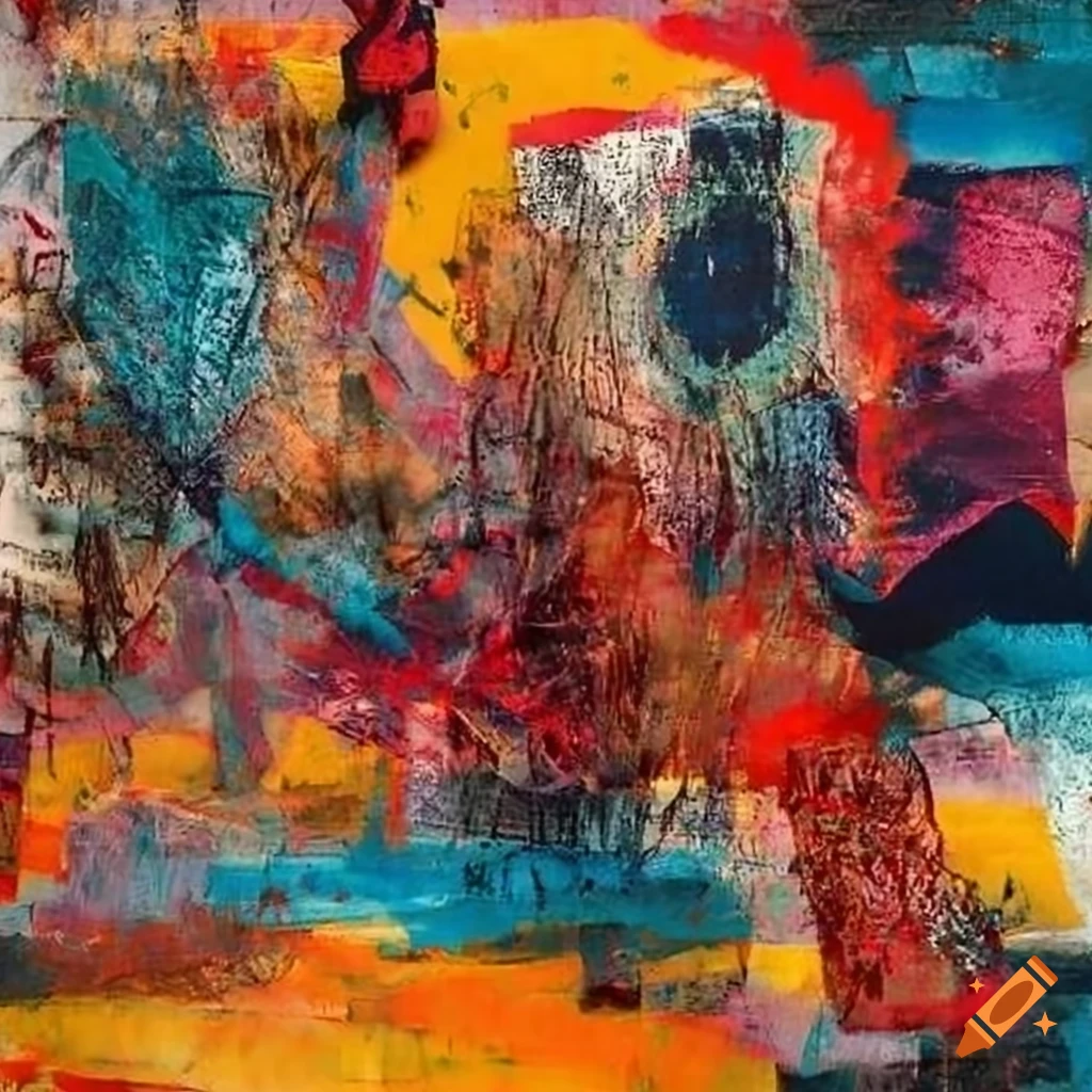 Mixed - media collage abstract painting in the style mark bradford ...