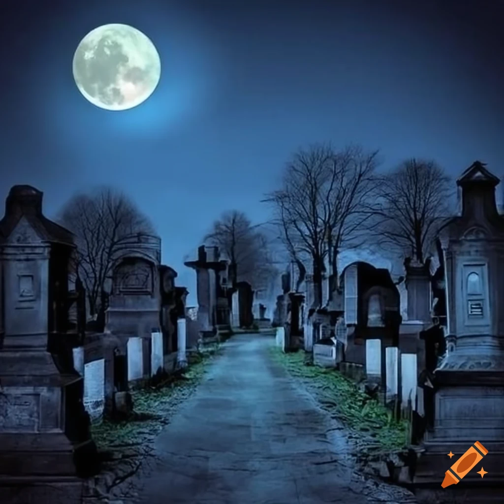 graveyard at night