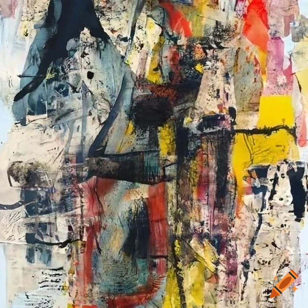 Mixed - media collage abstract painting in the style mark bradford ...