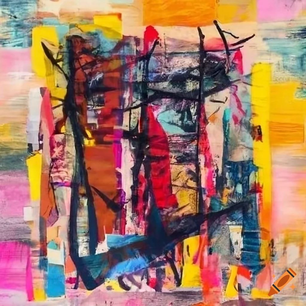 Mixed - media collage abstract painting in the style mark bradford ...