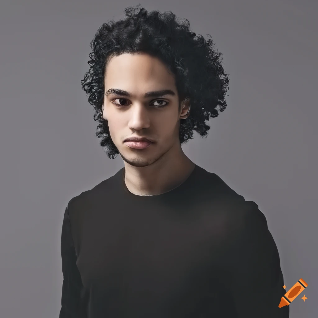 4k photo portrait of a handsome man with dark curly hair on white ...