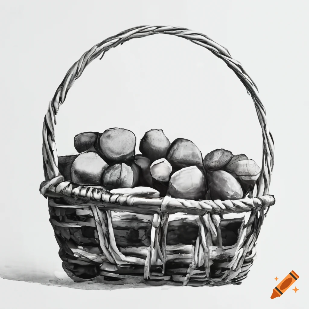 Drawing A Basket of Fruits with Ink