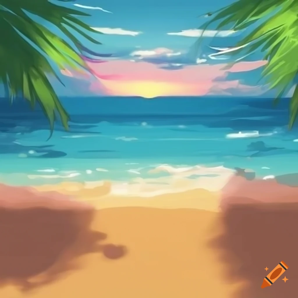 Beach background anime
