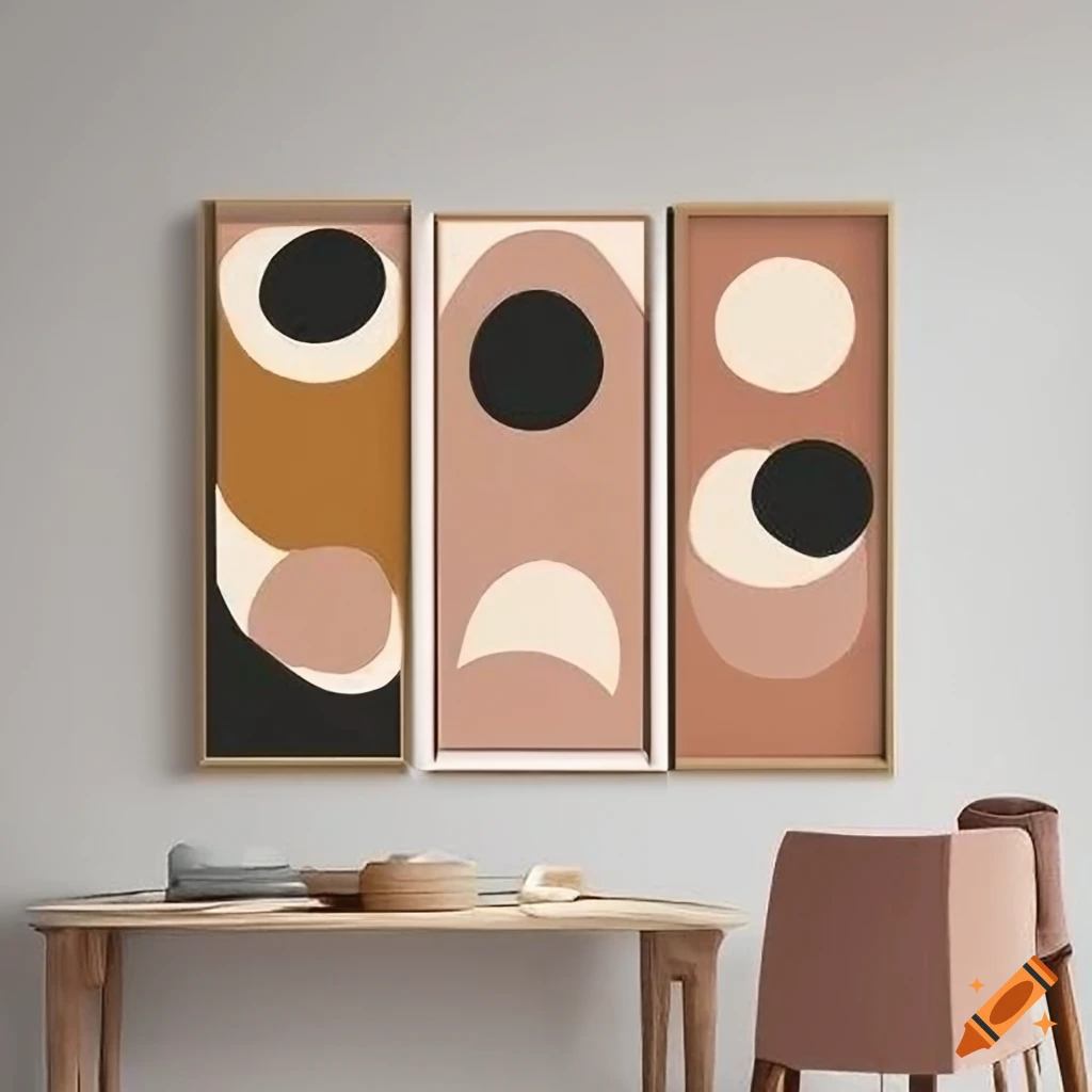 Set of 3 tryptic wall art mid century modern print bohomodern wall art ...