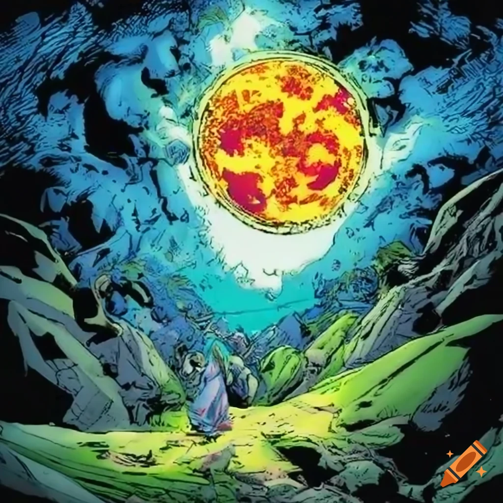 Marvel comics artist jack kirby’s illustration depicting the biblical