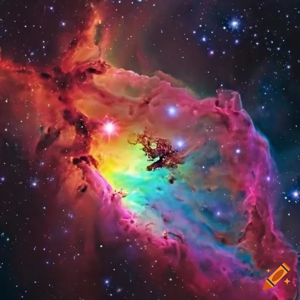Fantastic sparkling shining intricate luxury high quality detailed rainbow nebula