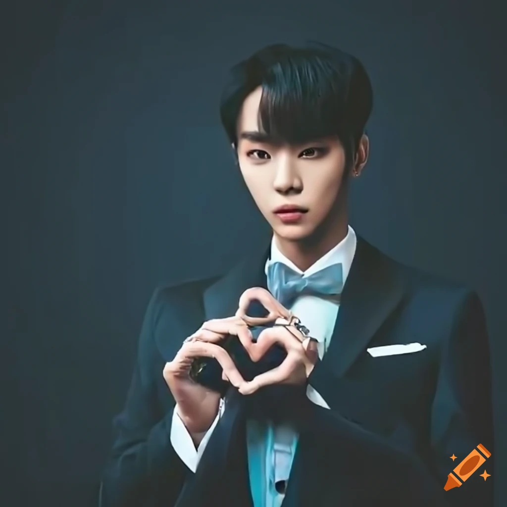 A Photo Of A Male K pop Band Member Wearing A Pale Blue Tuxedo And a-photo-of-a-male-k-pop-band-member-wearing-a-pale-blue-tuxedo-and