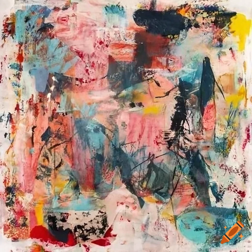 Mixed - media collage abstract painting in the style mark bradford ...