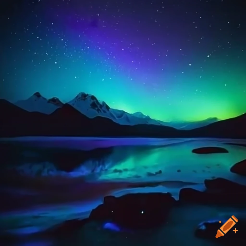 Amazing glow mountain night stars