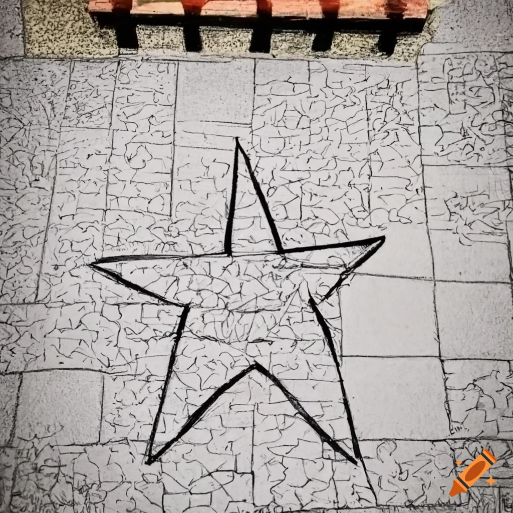Manga drawing of a star on a sidewalk