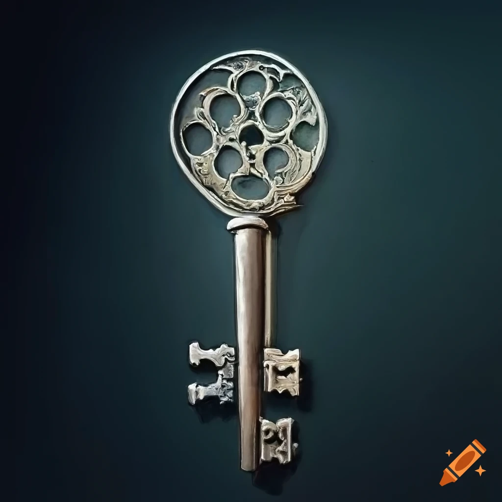 A silver door key, painting on Craiyon