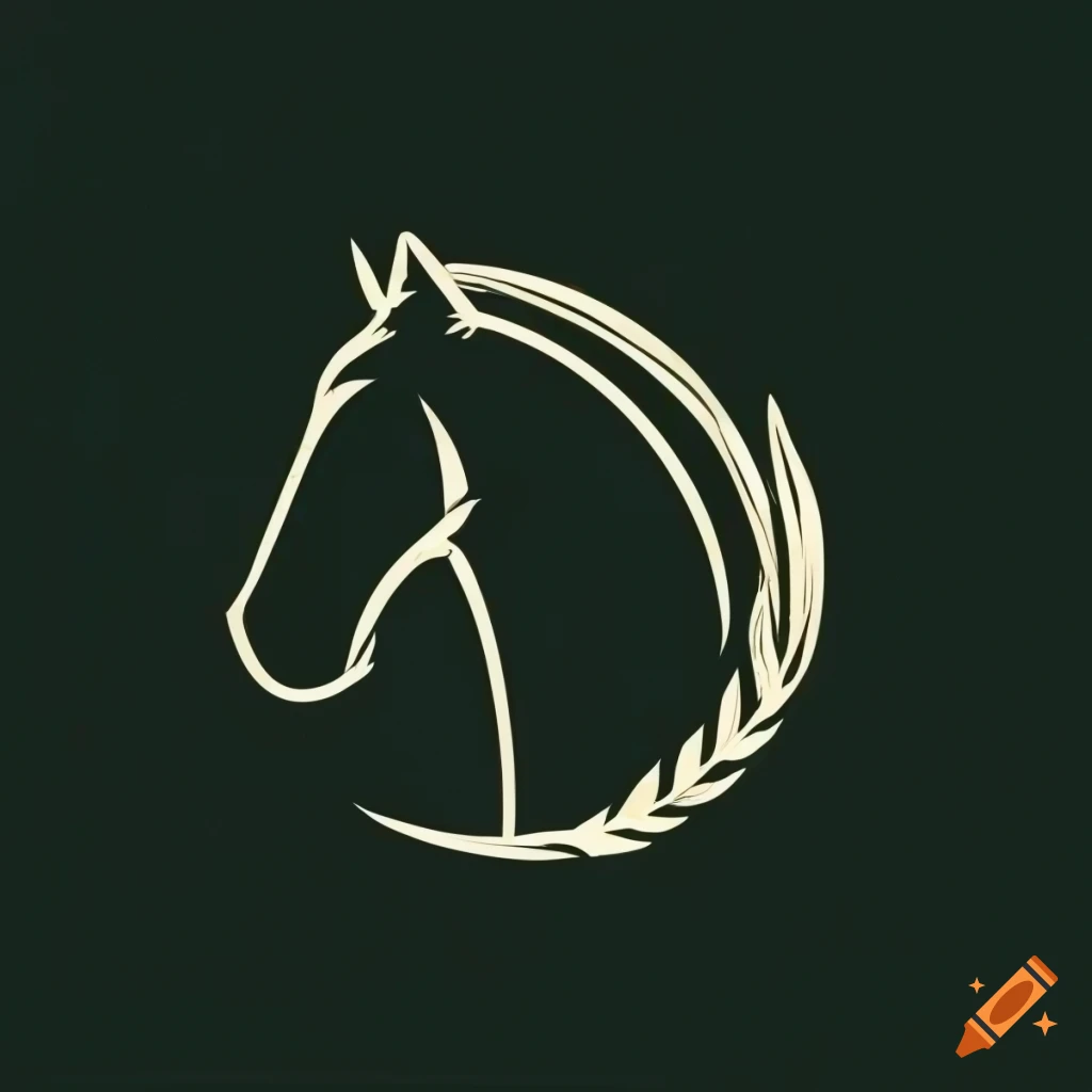 minimalistic logo with horse and olive wreath