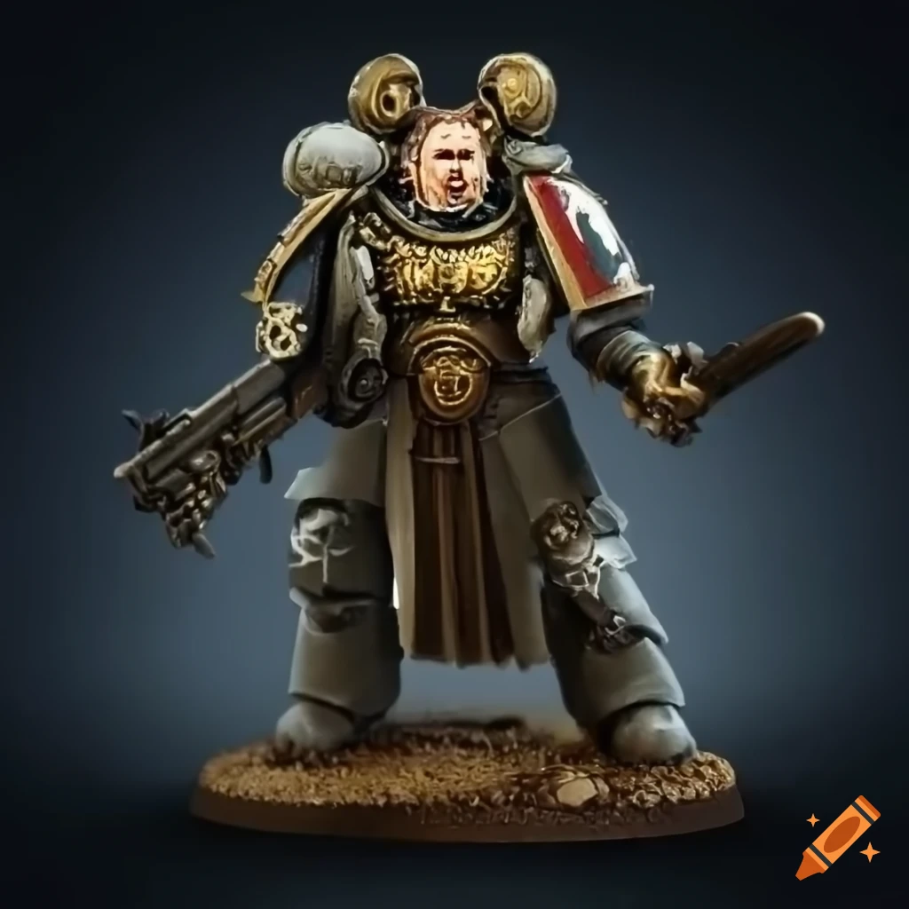 Warhammer 40k miniature of a primaris space marine captain on Craiyon