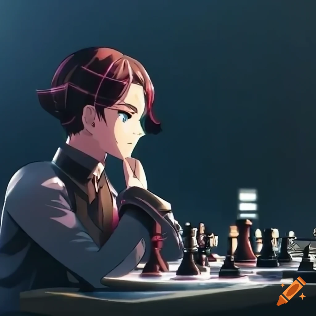Anime Girl Playing Chess