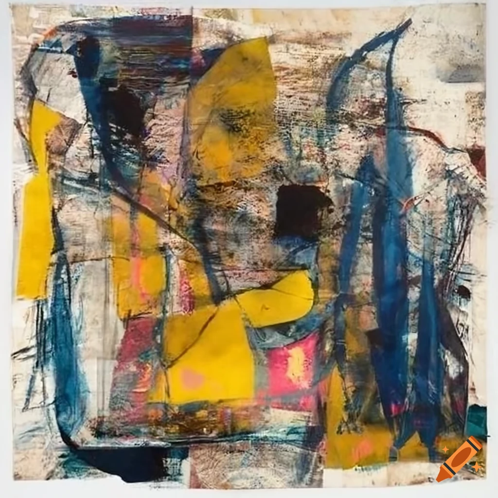 Mixed - media collage abstract painting in the style mark bradford ...
