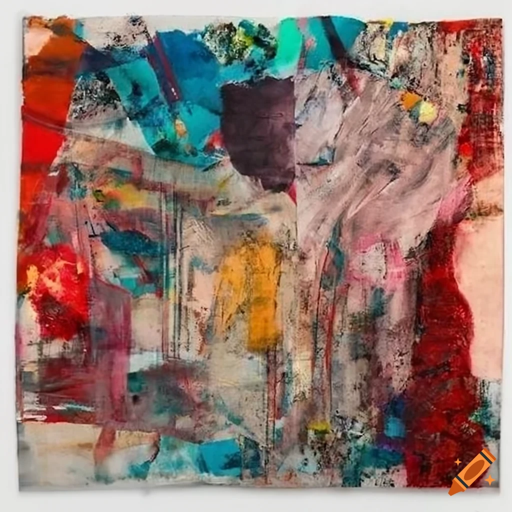 Mixed - media collage abstract painting in the style mark bradford ...