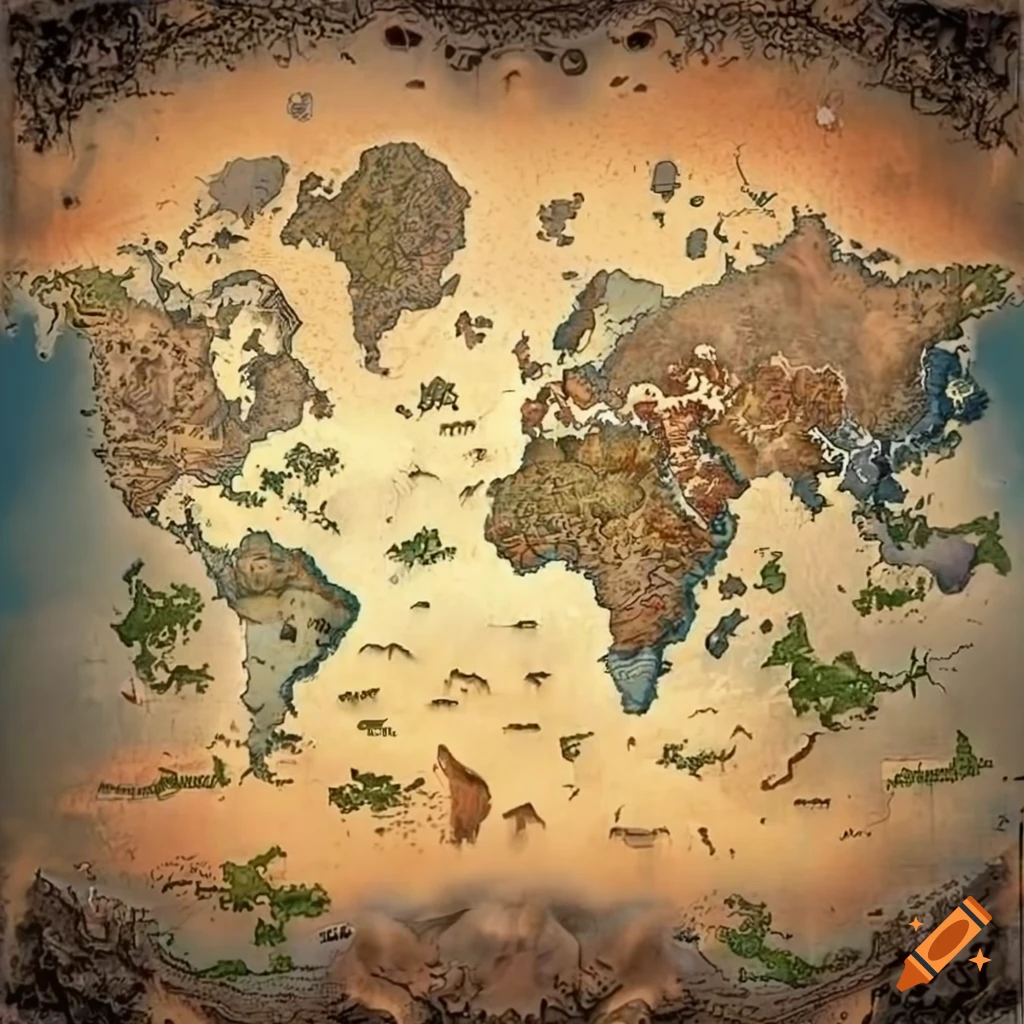 Fantasy world map on Craiyon