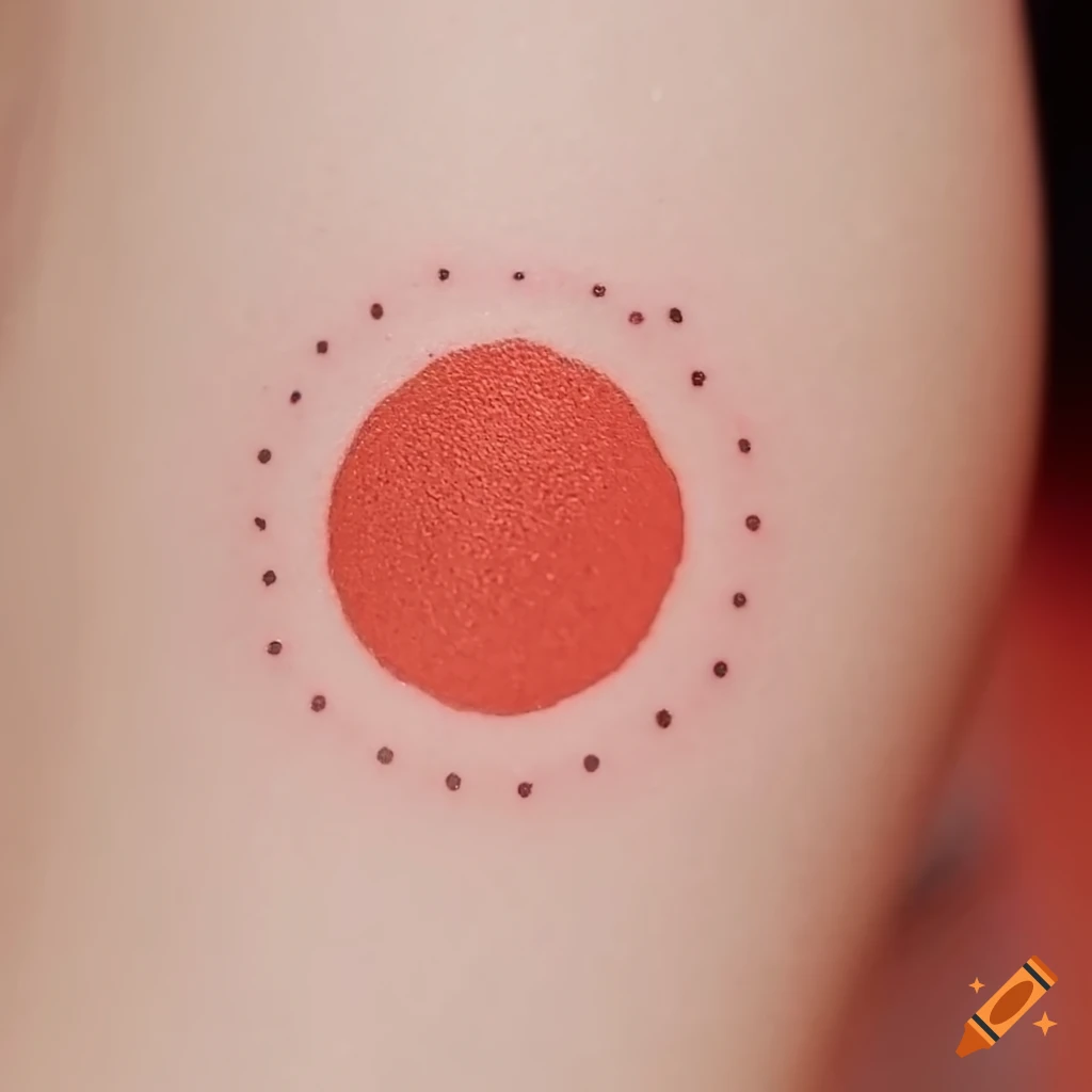 Single needle ornamental sun tattoo (healed)