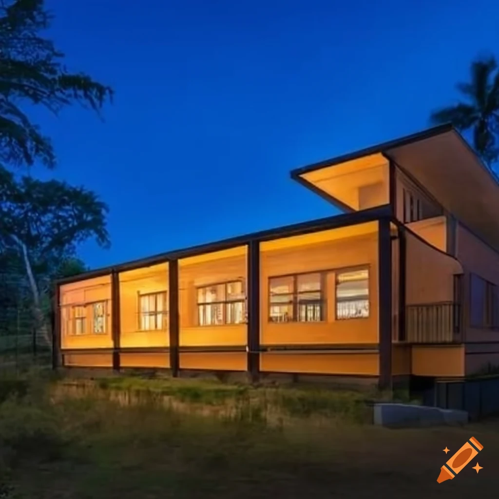 A 2storey school building designed like the stilt houses