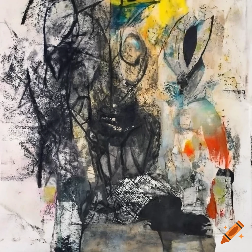 Mixed - media collage abstract painting in the style mark bradford ...
