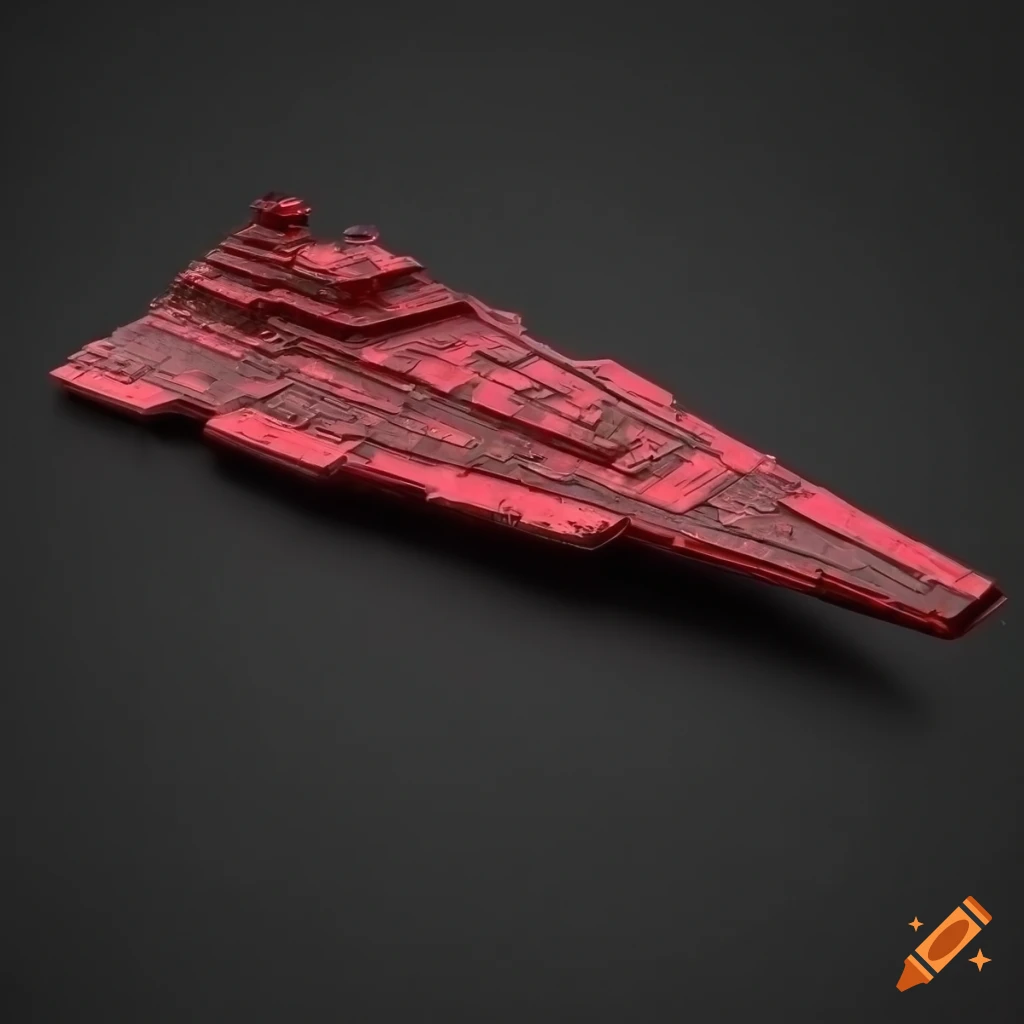 black, neon crimson painted imperial star destroyer star wars, black background, high quality, ISDII, Victory