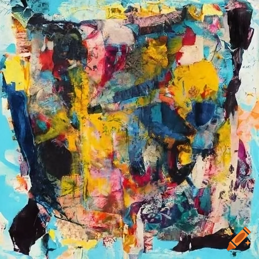 Mixed - media collage abstract painting in the style mark bradford ...