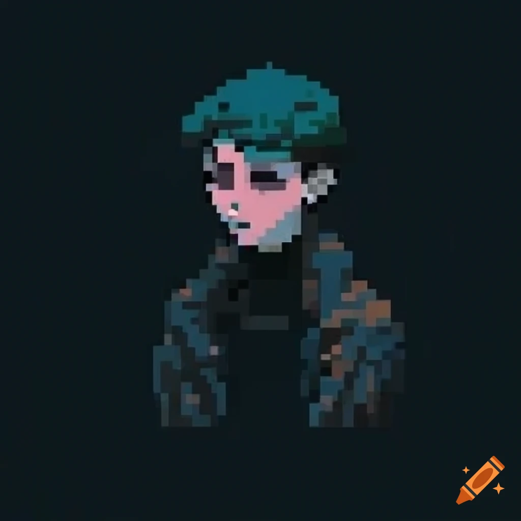 Aesthetic boy indie character dark pixel art on Craiyon