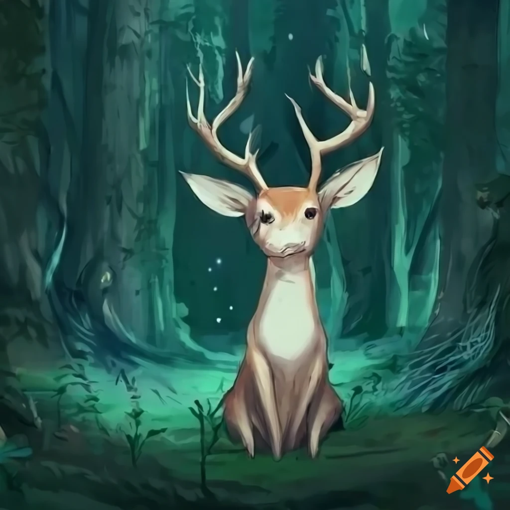 Cute Deer Baby with Dreamy Eyes Anime Style · Creative Fabrica