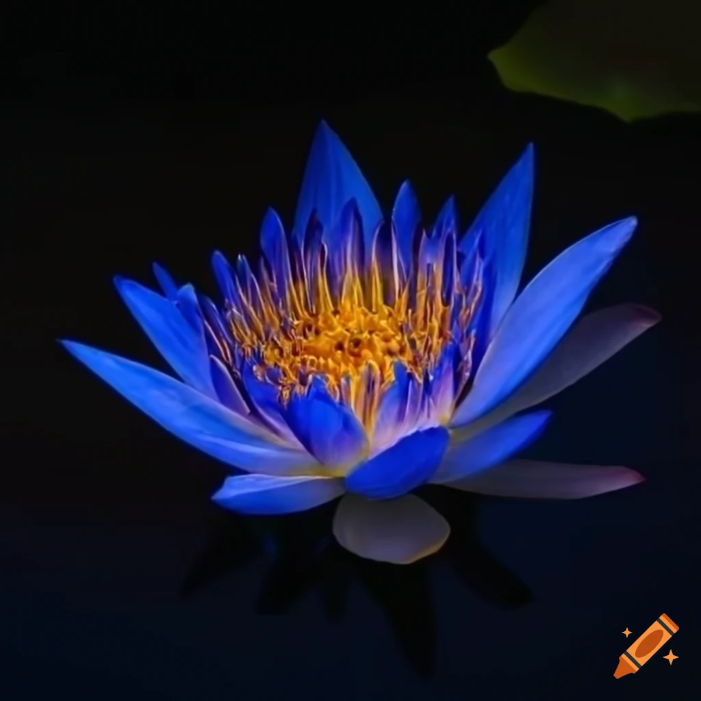 A blue lotus flower in a dark water environment on Craiyon