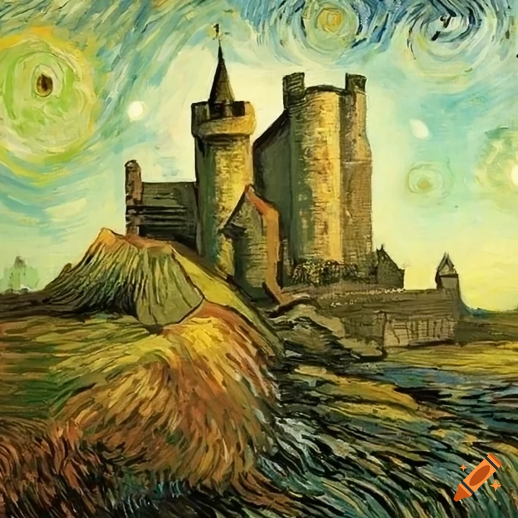 Detailed illustration of a medieval castle and tower on Craiyon