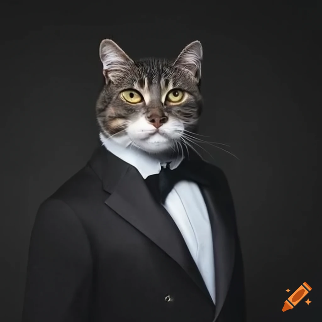 Happy cat in a suit and tie