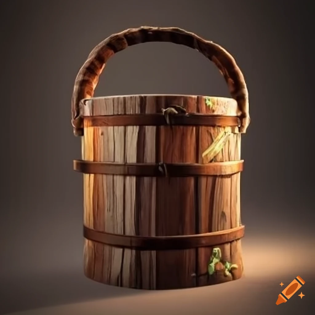 Vintage wooden water bucket on Craiyon