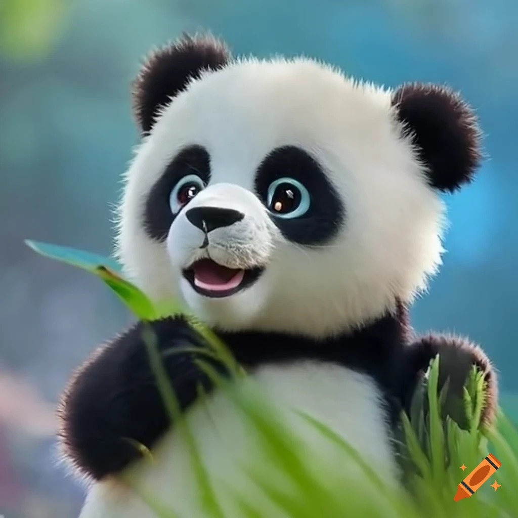 A super cute panda bear, enjoy and play the music, pixar-style animation on  Craiyon