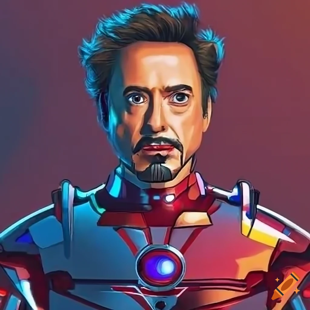 Tony stark in pixar style with his iron suit on Craiyon