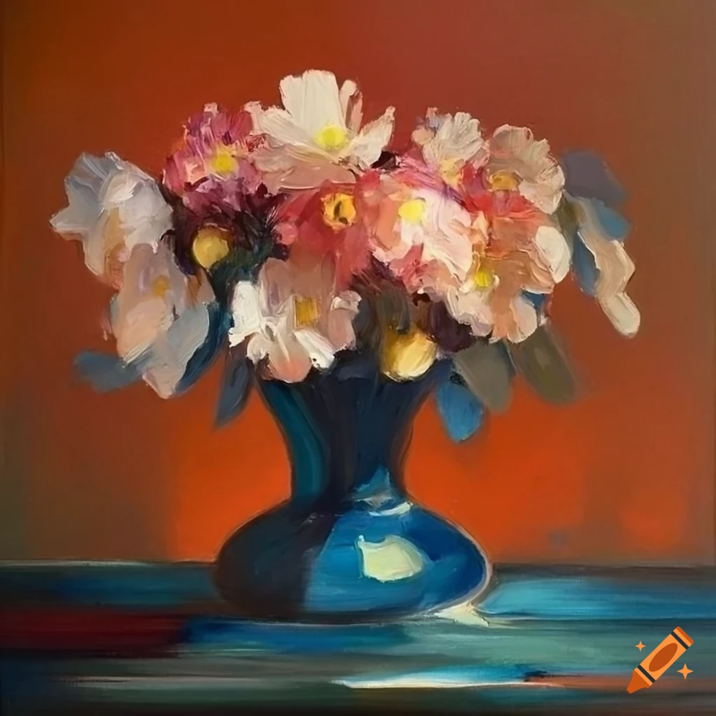 Oil painting with flower in vase similar to carmen laffon