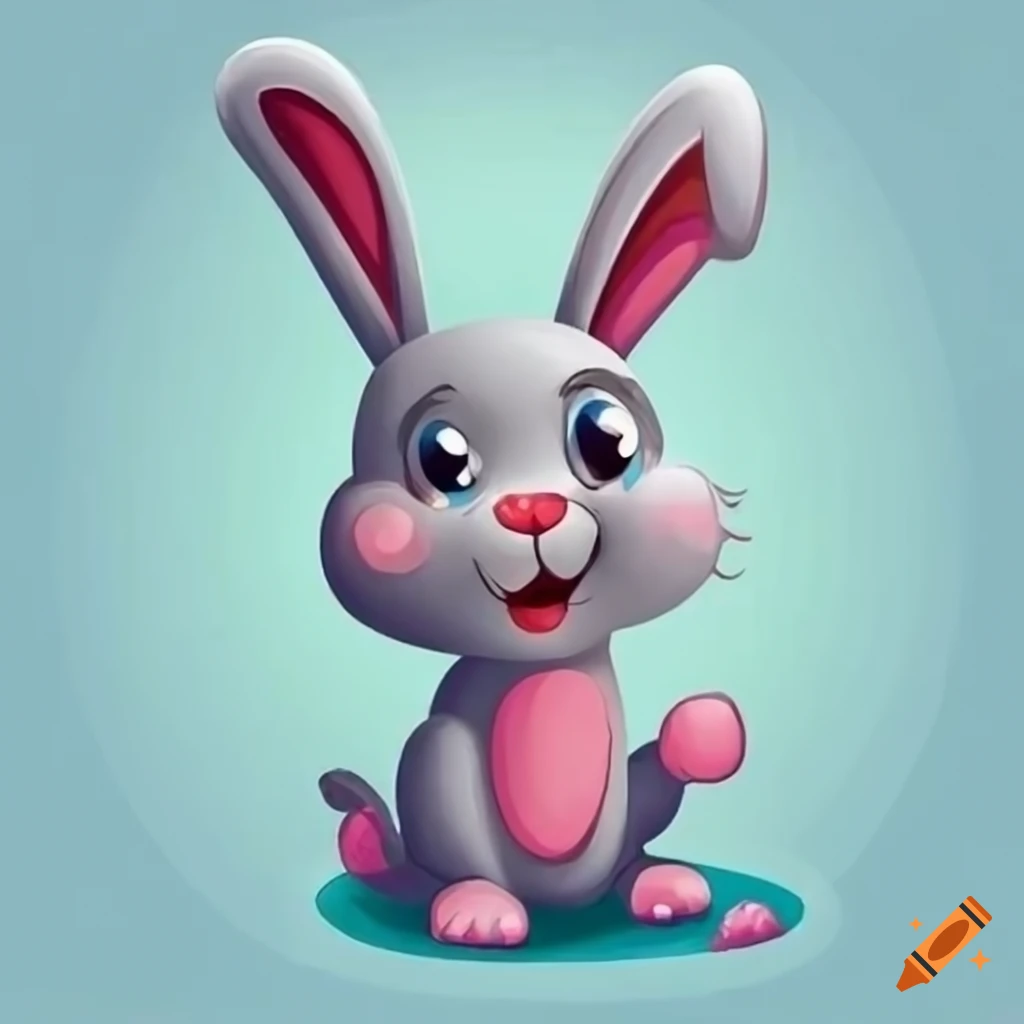 Cute and happy cartoon rabbit
