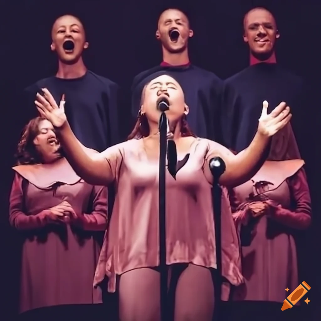 A rock choir sings rock sings on stage