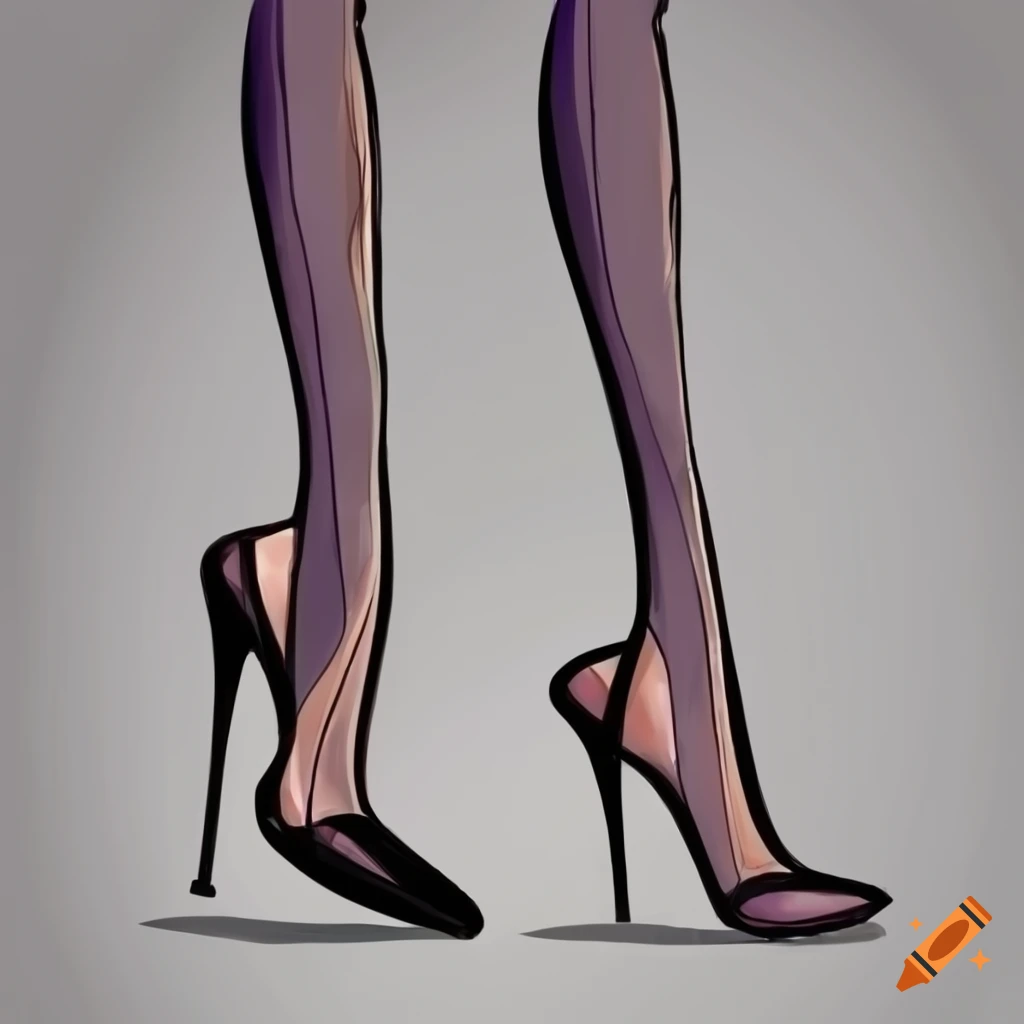 Women's feet in high heel red shoes. Ink and... - Stock Illustration  [88387310] - PIXTA
