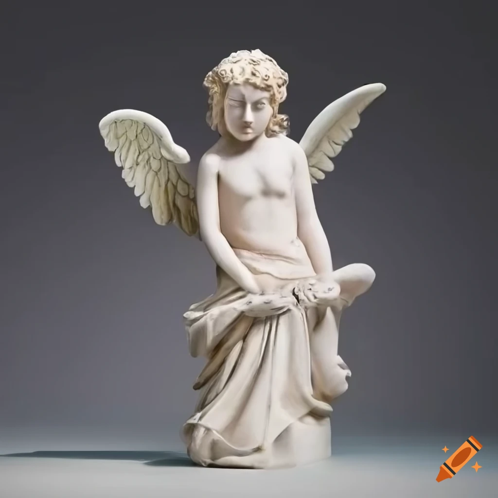 Sculpture of an angel who cries on Craiyon