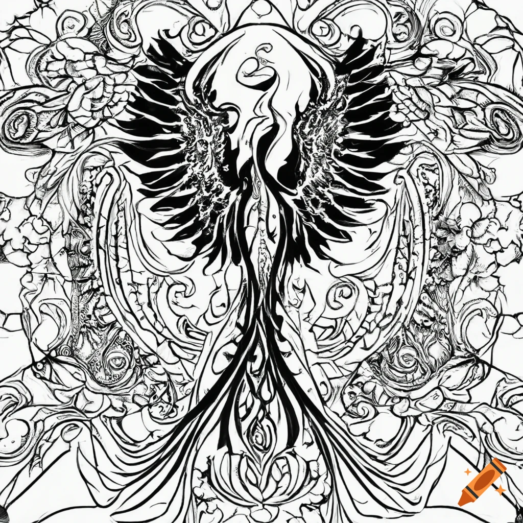 Detailed Phoenix Coloring Page: Bring the Mythical Bird to Life