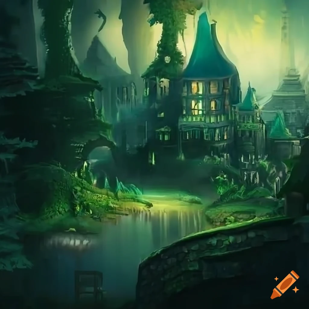 Fantasy forest city on Craiyon