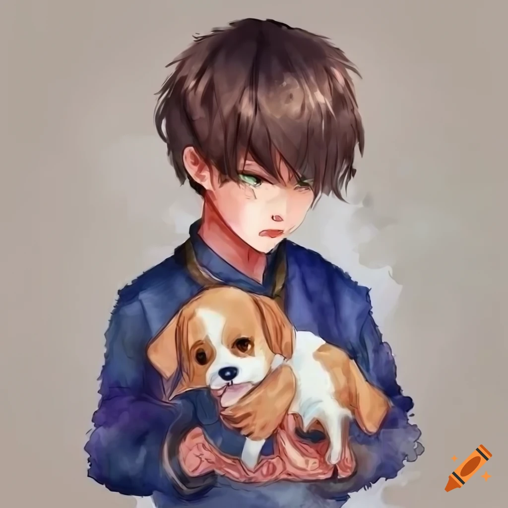 Premium Photo | Anime girl holding a puppy