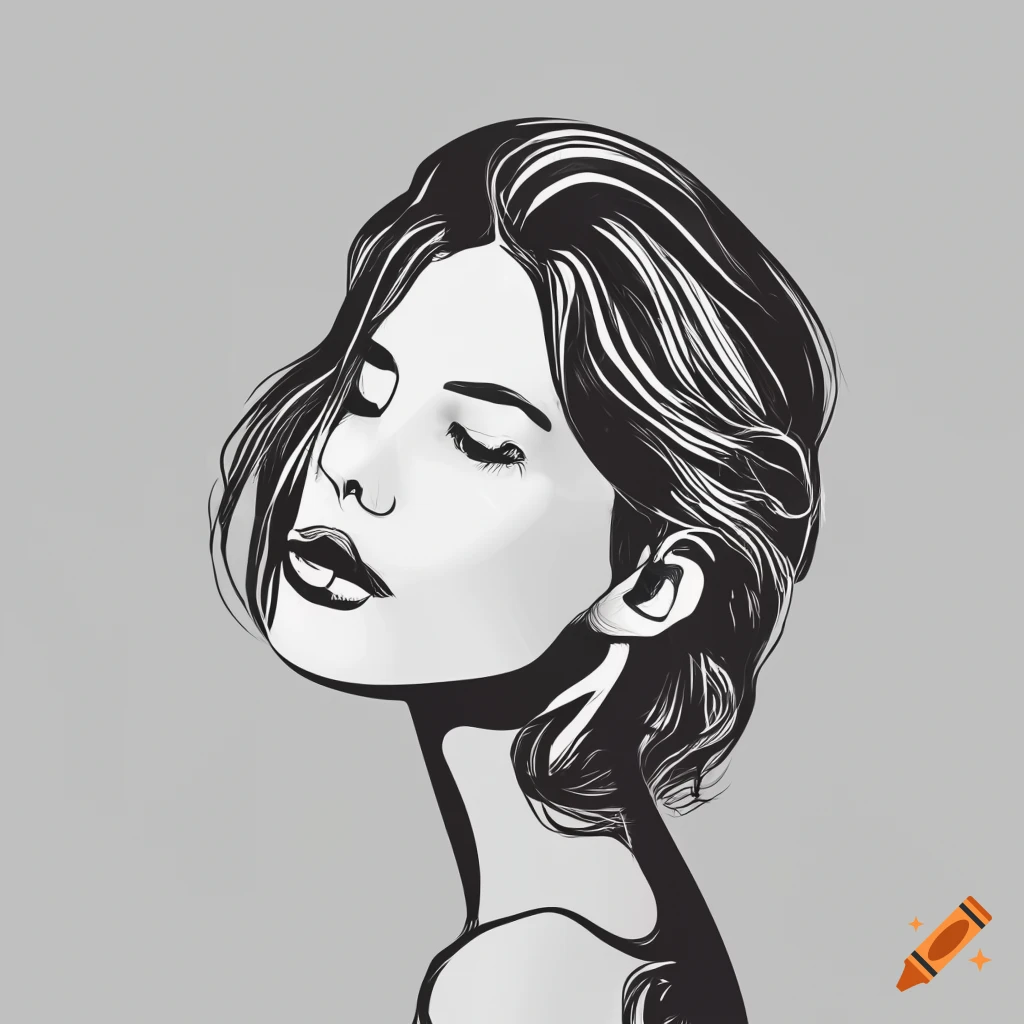face logo sketch. girl avatar portrait - vector illustration drawn by  brush. beauty salon icon 5154134 Vector Art at Vecteezy
