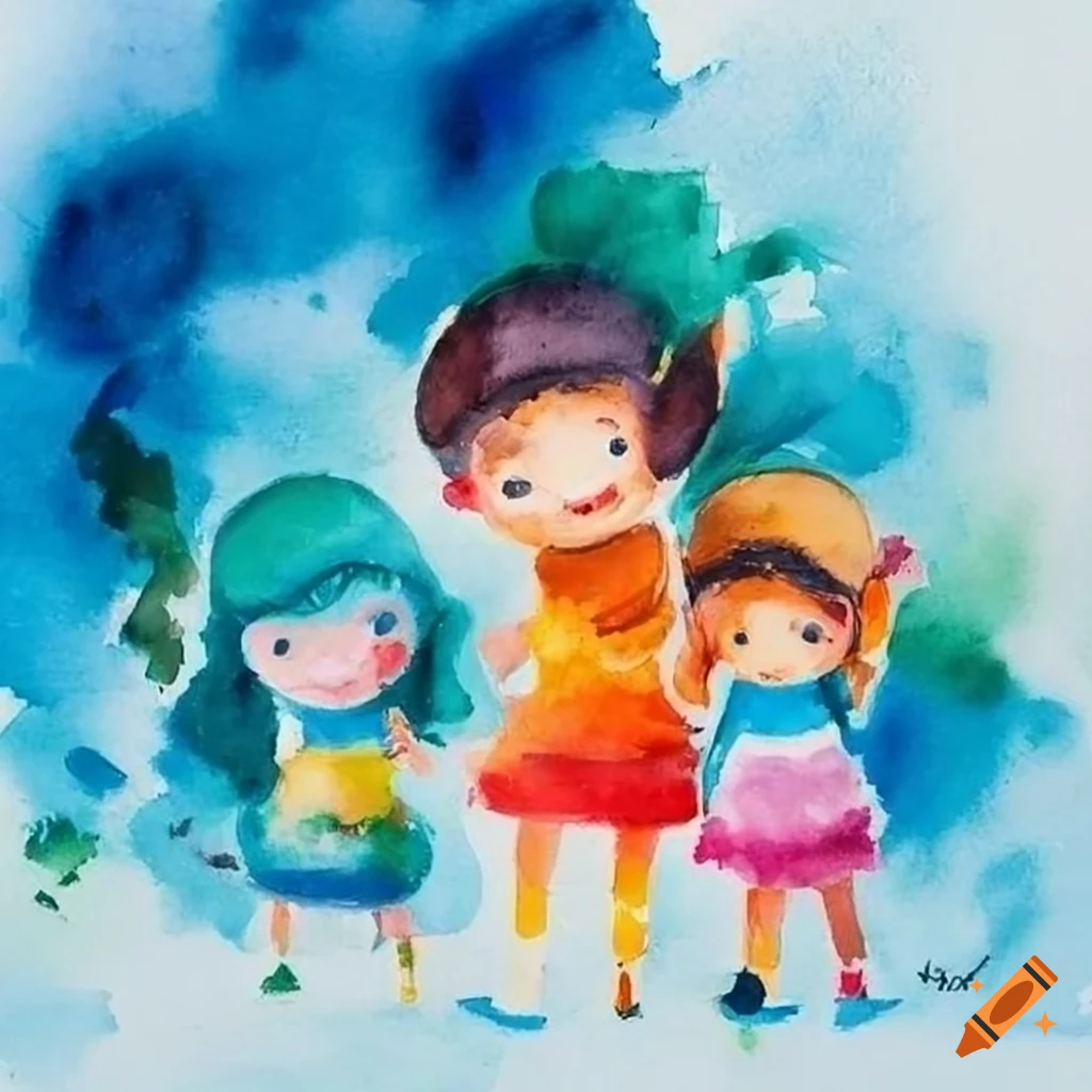 easy watercolor painting for kids/ trees / swing / #nickscolor - YouTube