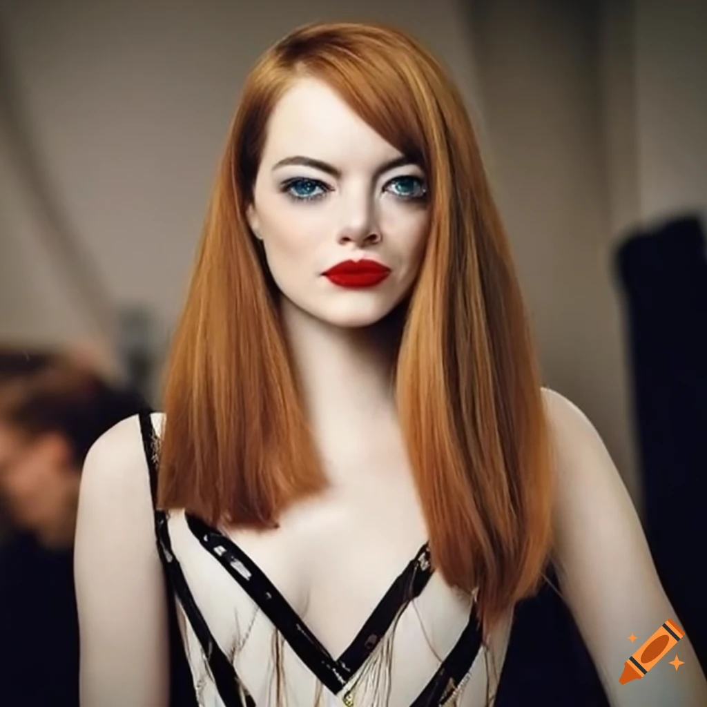 Emma stone gets her long, straight hair trimmed by a stylist while ...