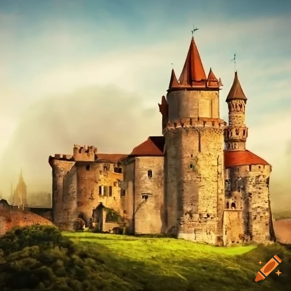 A nice old castle with banner