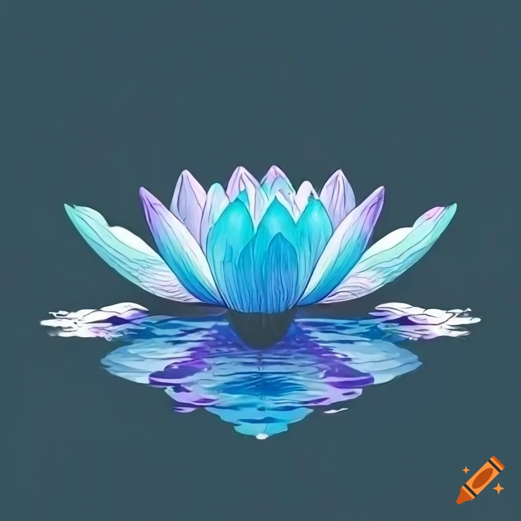 Blue lotus flower floating in a dark pond on Craiyon