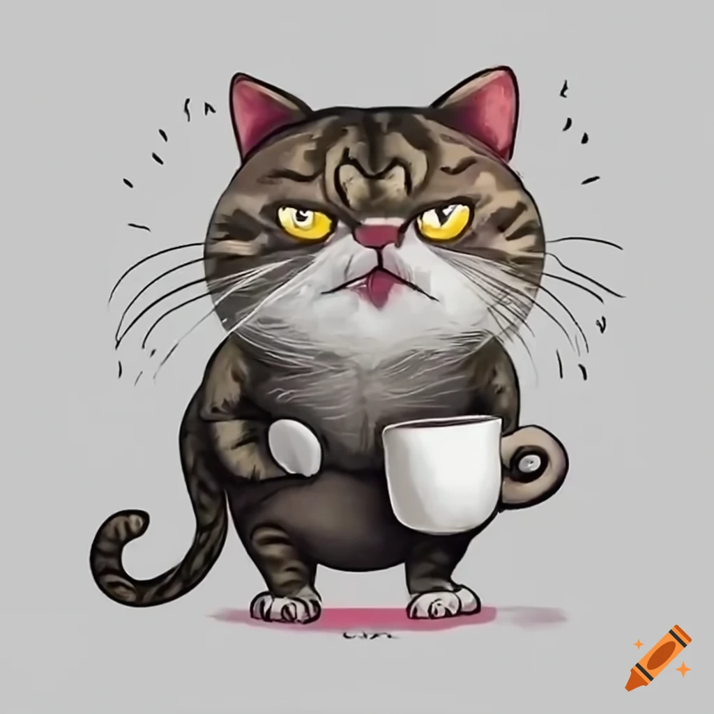 White Coffee Cat - This could be an angry cat emoji 😾😹