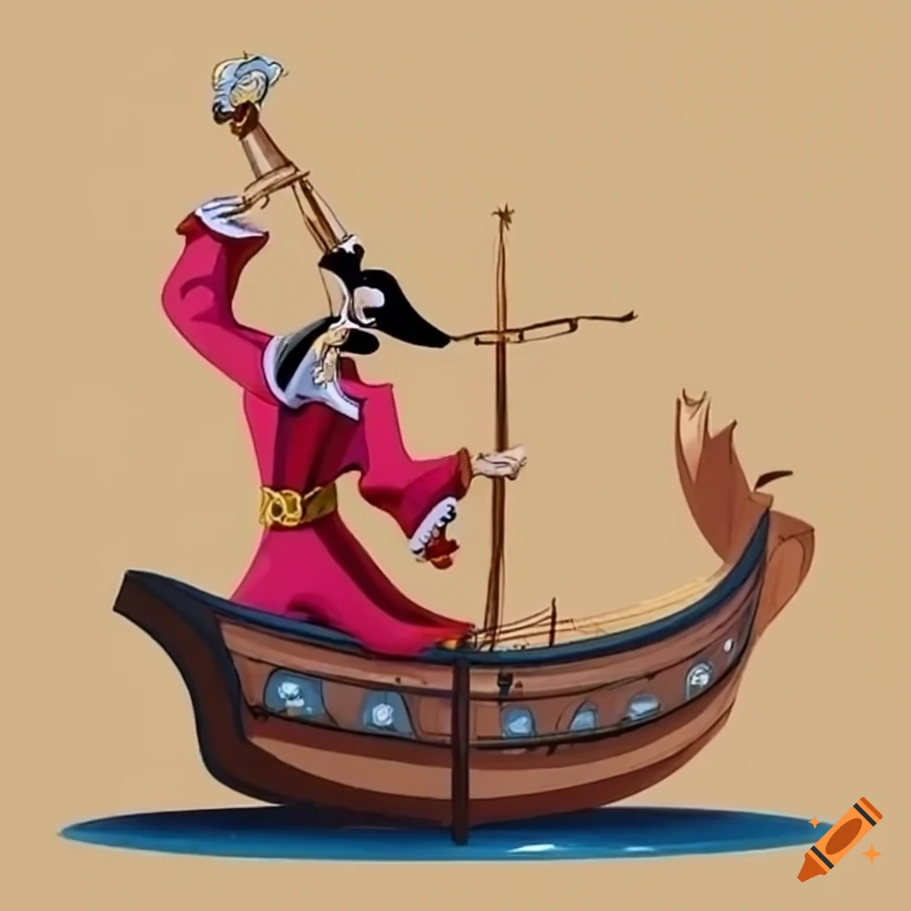 Captain hook on a ship in the style of aladdin on Craiyon